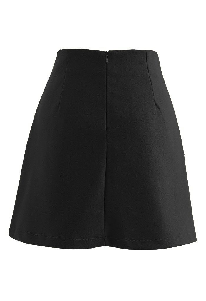 Flap Accent High-Waisted Mini Skirt in Black - Retro, Indie and Unique ...