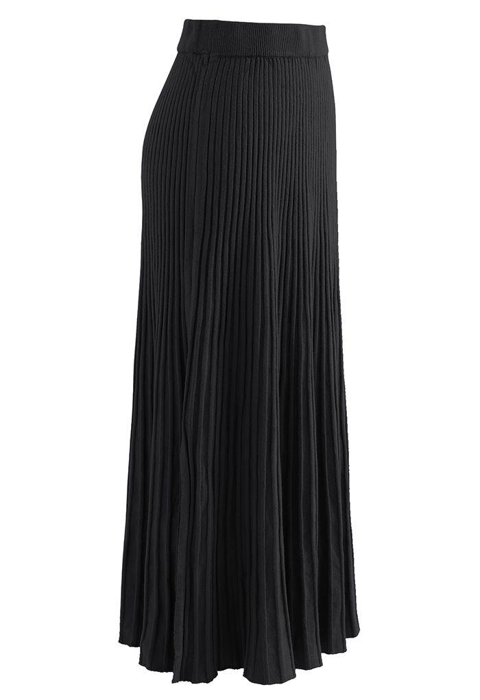 Side Vent High Waist Knit Skirt in Black - Retro, Indie and Unique Fashion