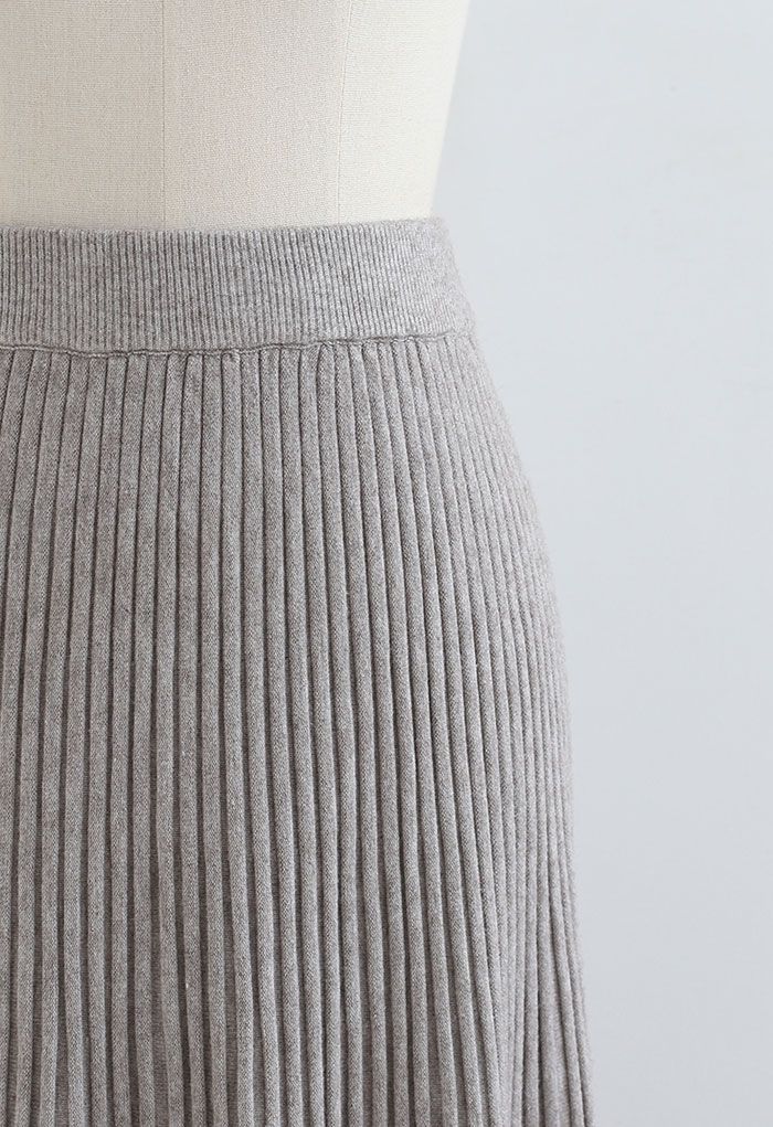 Side Vent High Waist Knit Skirt in Linen