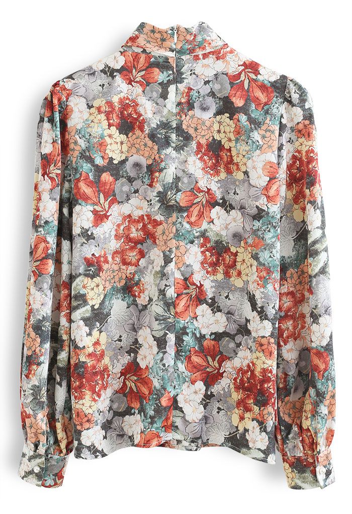 Flower Field Watercolor Printed Twist Shirt