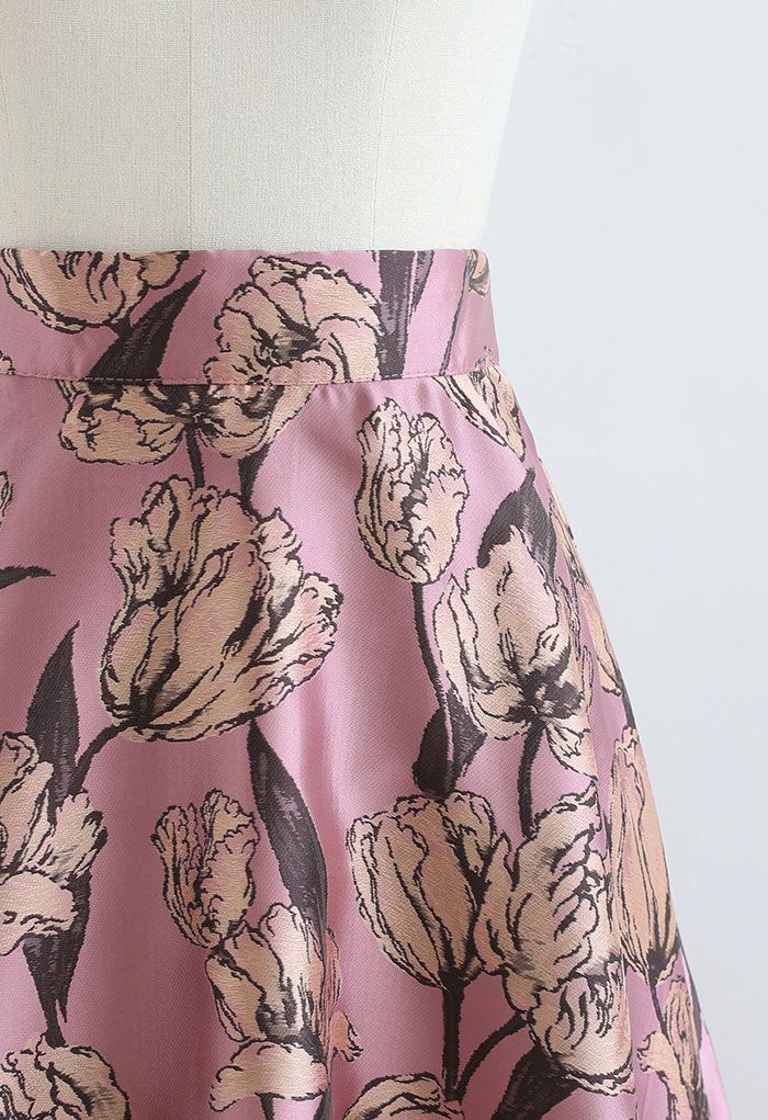 Dainty Tulip Jacquard High Waist Maxi Skirt