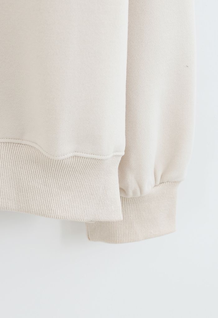 Amore Printed Fleece Sweatshirt in Cream