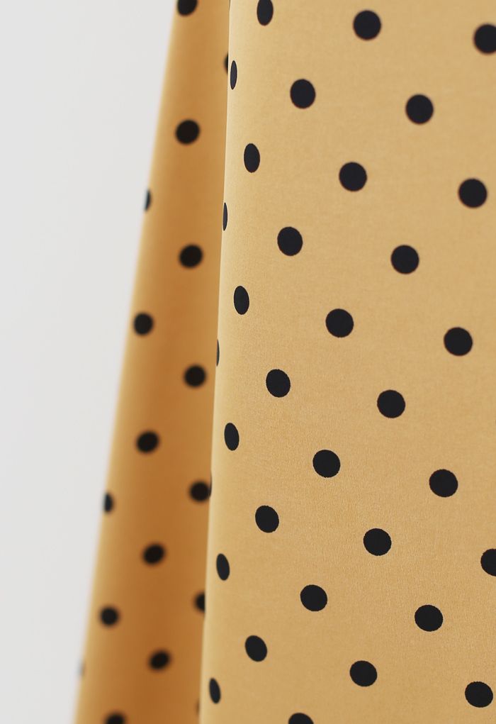 Polka Dots Midi Slip Skirt in Gold