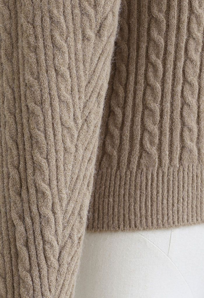 Knit Tank Top and Sweater Sleeve Set in Tan
