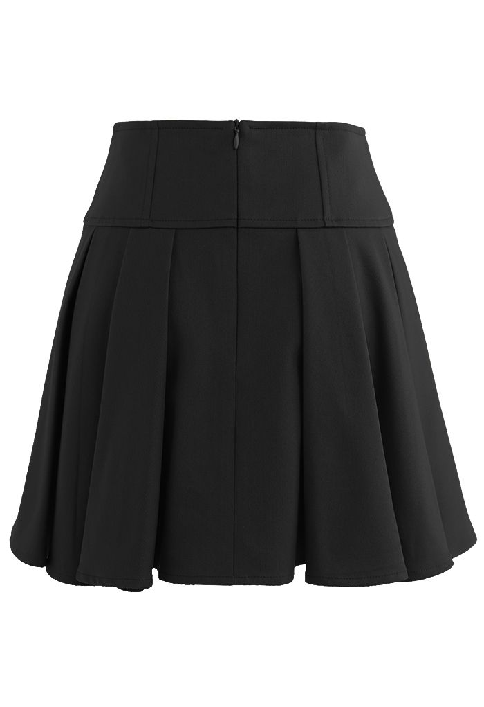 Corset Waist Pleated Mini Skirt in Black - Retro, Indie and Unique Fashion