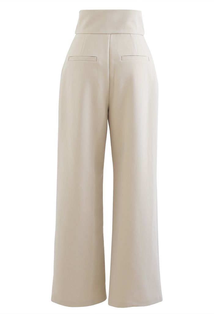 O-Ring Knotted Waist Wide Leg Pants in Sand