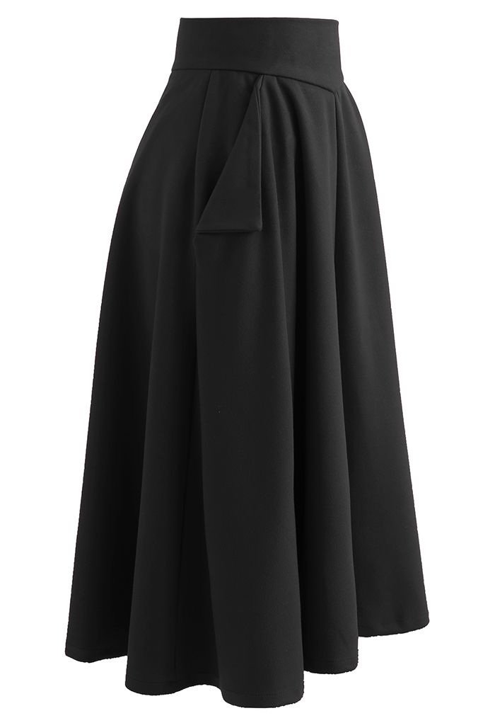 Classic Side Pocket A-Line Midi Skirt in Black - Retro, Indie and ...
