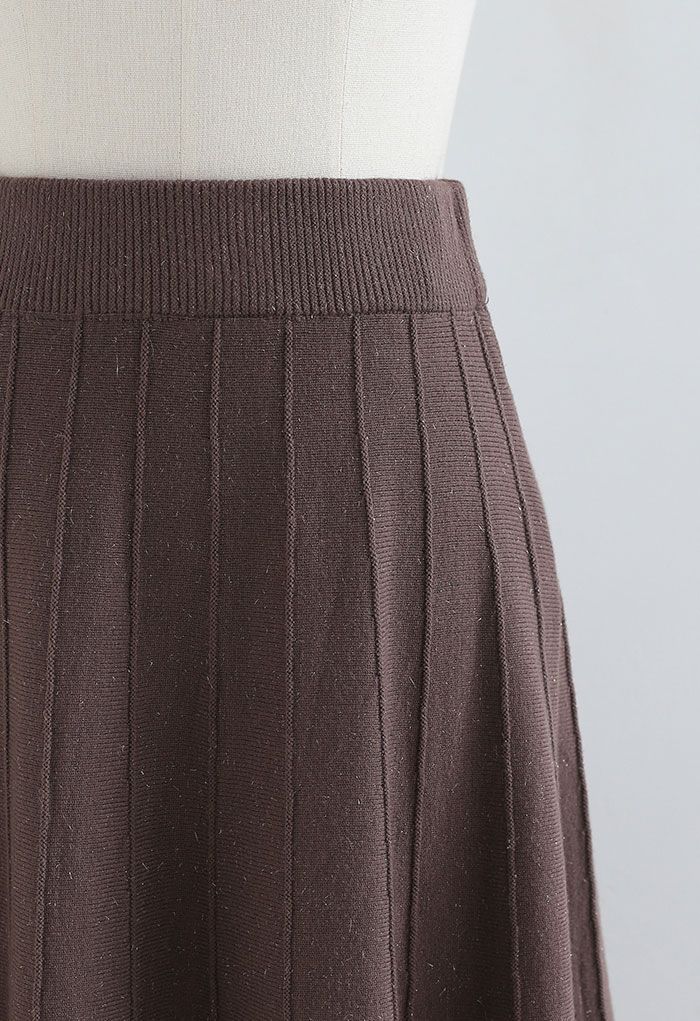 Floral Mesh Spliced Shimmer Knit Skirt in Brown - Retro, Indie and ...