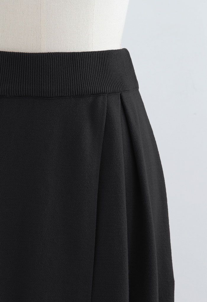 All-Match Flap A-Line Knit Skirt in Black - Retro, Indie and Unique Fashion