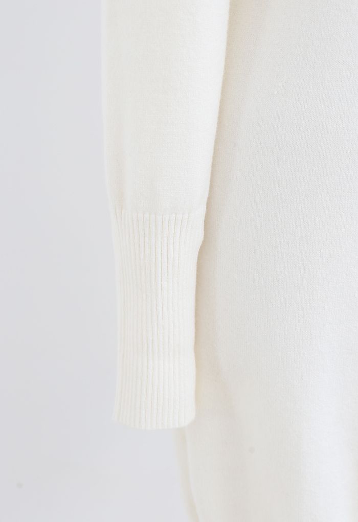 Bubble Shoulder Turtleneck Sweater Dress in White - Retro, Indie and ...