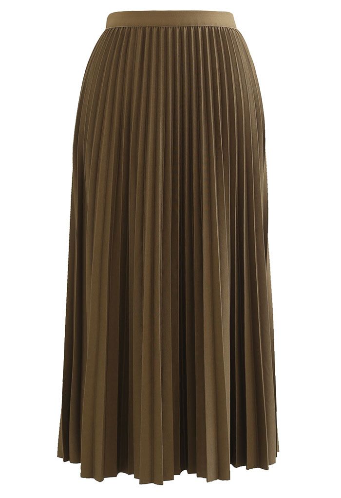 Simplicity Pleated Midi Skirt in Moss Green - Retro, Indie and Unique ...