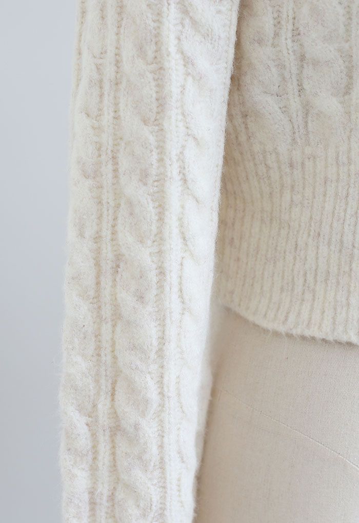 Braid Knit Cami Top and Crop Cardigan Set in Ivory - Retro, Indie and ...