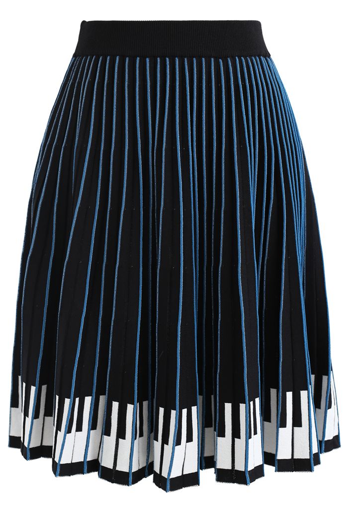 Playing Piano Striped Skater Knit Skirt