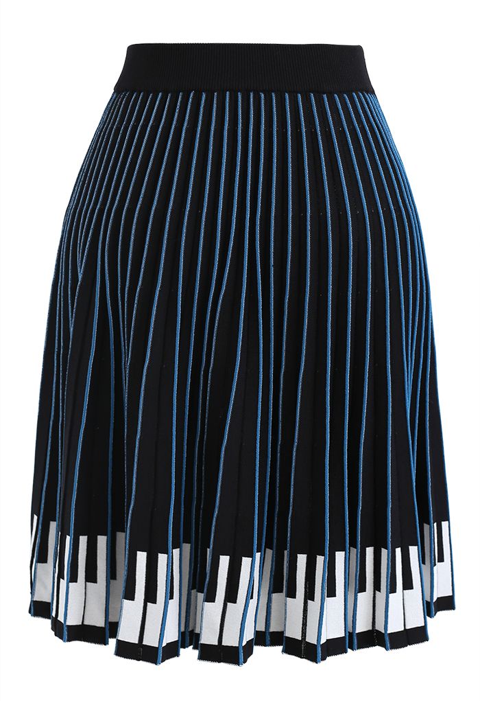 Playing Piano Striped Skater Knit Skirt