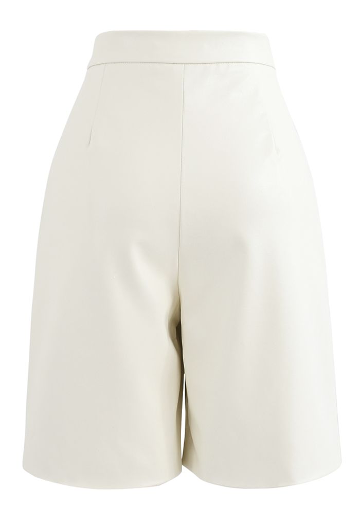 Faux Leather Bermuda Shorts in Ivory