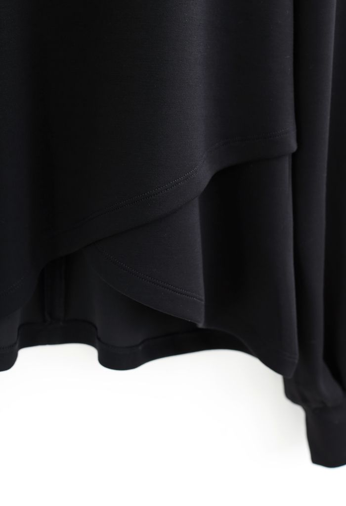 Pearly Neck Cross Wrap Hem Pullover in Black - Retro, Indie and Unique ...