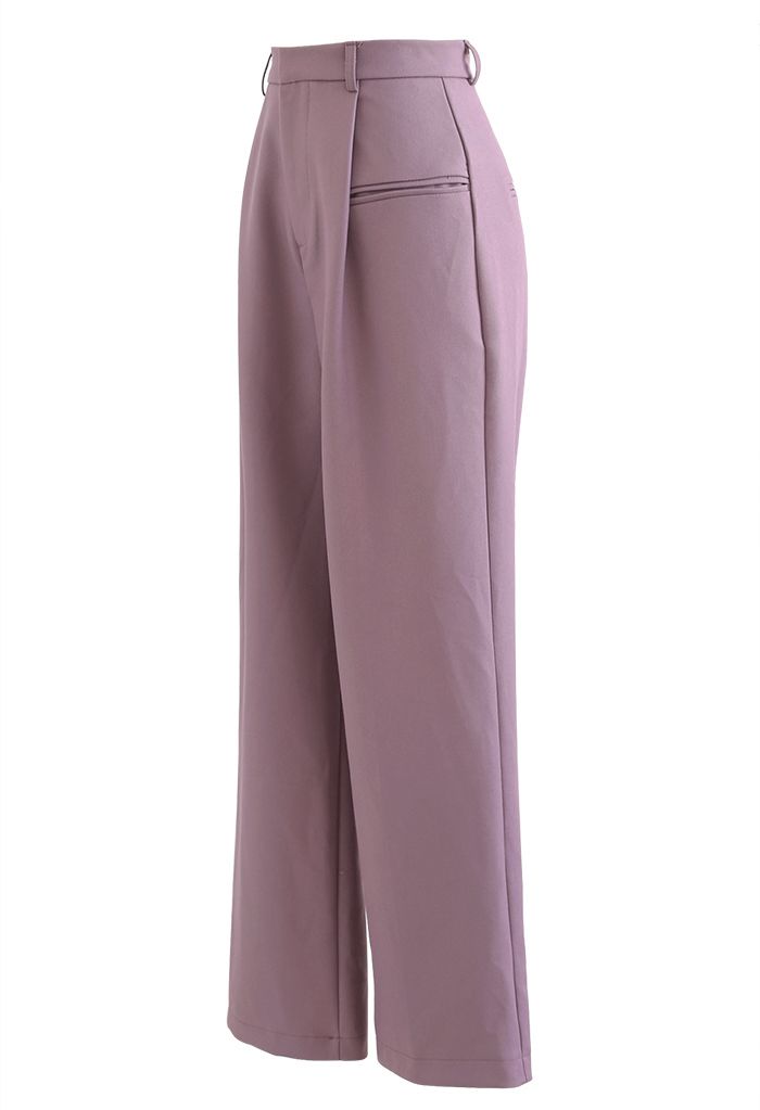 Front Pocket Straight Leg Pants in Lilac - Retro, Indie and Unique Fashion