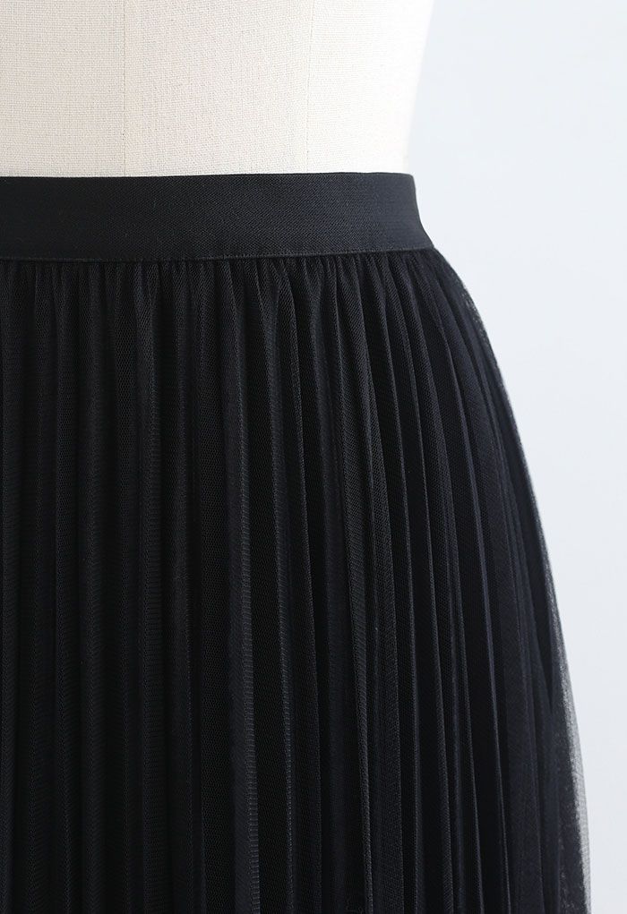 Tiered Ruffle Hem Mesh Velvet Skirt in Black - Retro, Indie and Unique ...