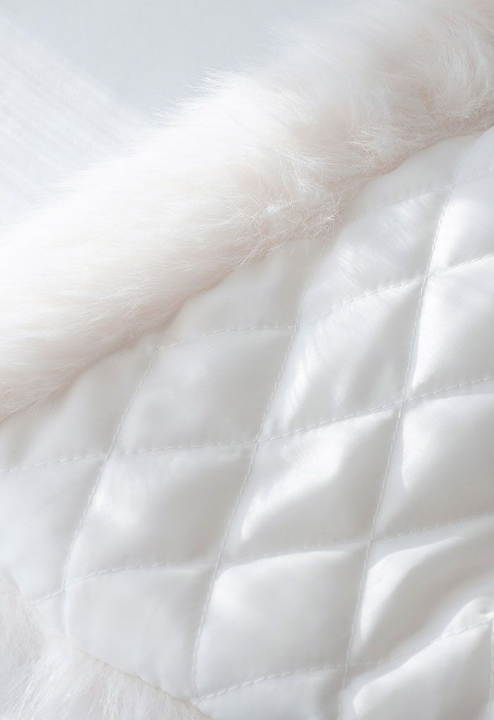 Open Front Faux Fur Coat in White