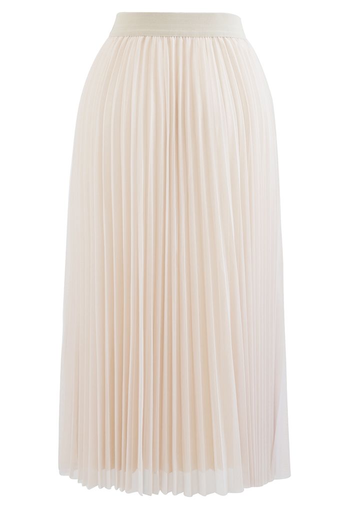 Call out Your Name Pleated Mesh Skirt in Cream - Retro, Indie and ...