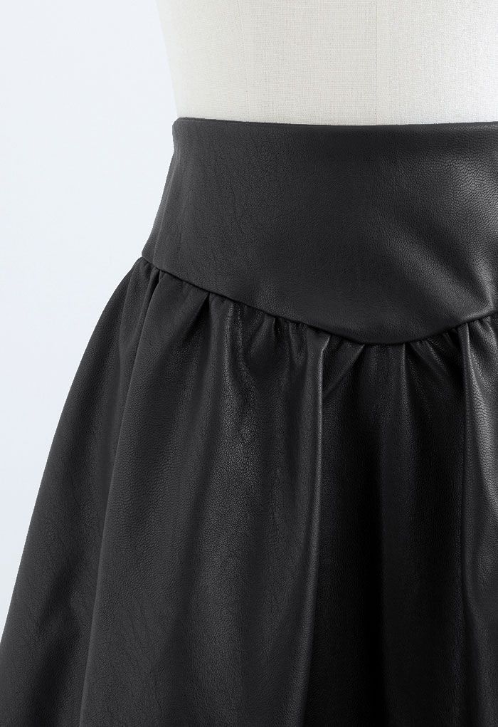 Zip-Up Faux Leather Flare Mini Skirt in Black - Retro, Indie and Unique ...