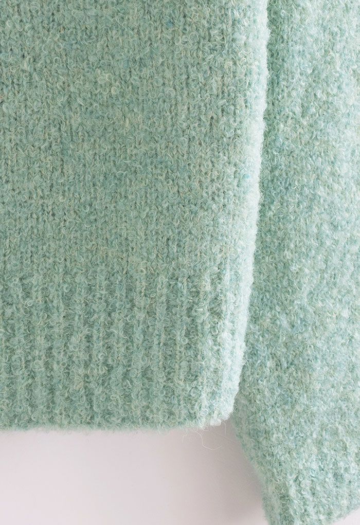 Button Front Fuzzy Knit Cardigan in Mint - Retro, Indie and Unique Fashion