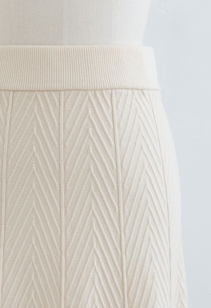 Herringbone Pattern Knit Maxi Skirt - Retro, Indie and Unique Fashion