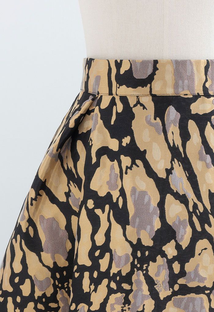 Irregular Spot Jacquard A-Line Pleated Skirt