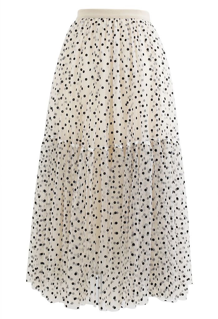 Can't Let Go Dots Mesh Tulle Skirt in Cream - Retro, Indie and Unique ...