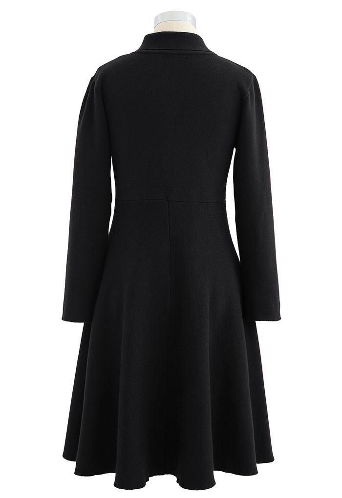 Knotted Neck Button Down Knit Dress in Black - Retro, Indie and Unique ...
