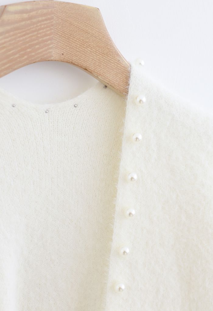 Comfy Fuzzy Pearl Edge Longline Knit Cardigan