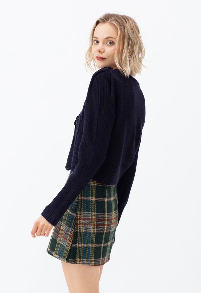 Classic Plaid Wool-Blend Mini Skirt in Green - Retro, Indie and Unique ...