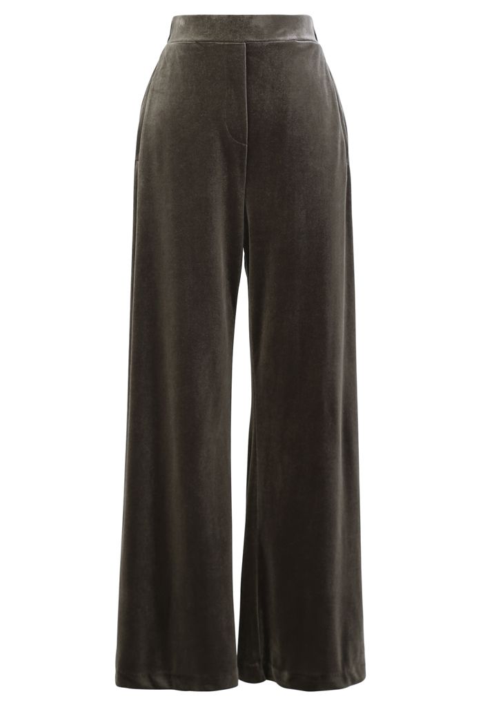 Side Pockets High Waist Velvet Pants in Brown - Retro, Indie and Unique ...
