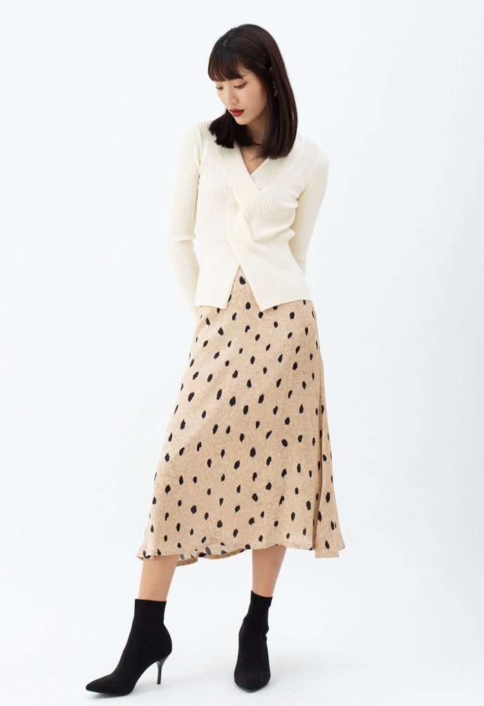 Spotted Dots Midi Slip Skirt