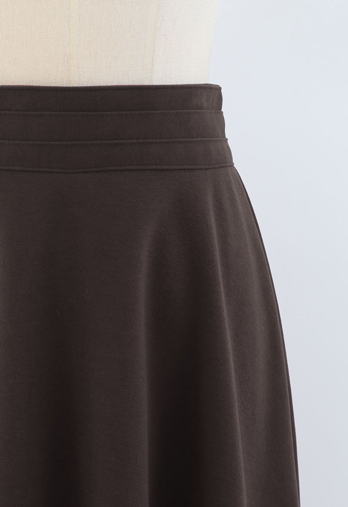 High Waist A-Line Flare Midi Skirt in Brown - Retro, Indie and Unique ...
