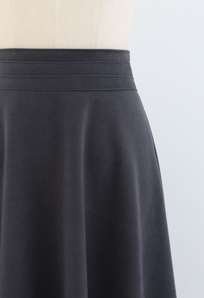 High Waist A-Line Flare Midi Skirt in Smoke - Retro, Indie and Unique ...