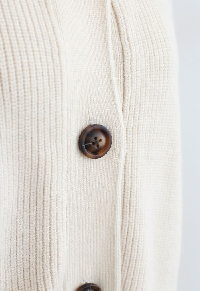 Ivory Soft Touch Buttoned Hooded Cardigan