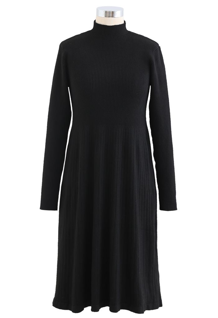 Crochet Mock Neck Knit Twinset Dress in Black - Retro, Indie and Unique ...