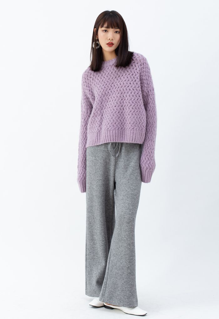 Soft Touch Drawstring Knit Pants in Grey