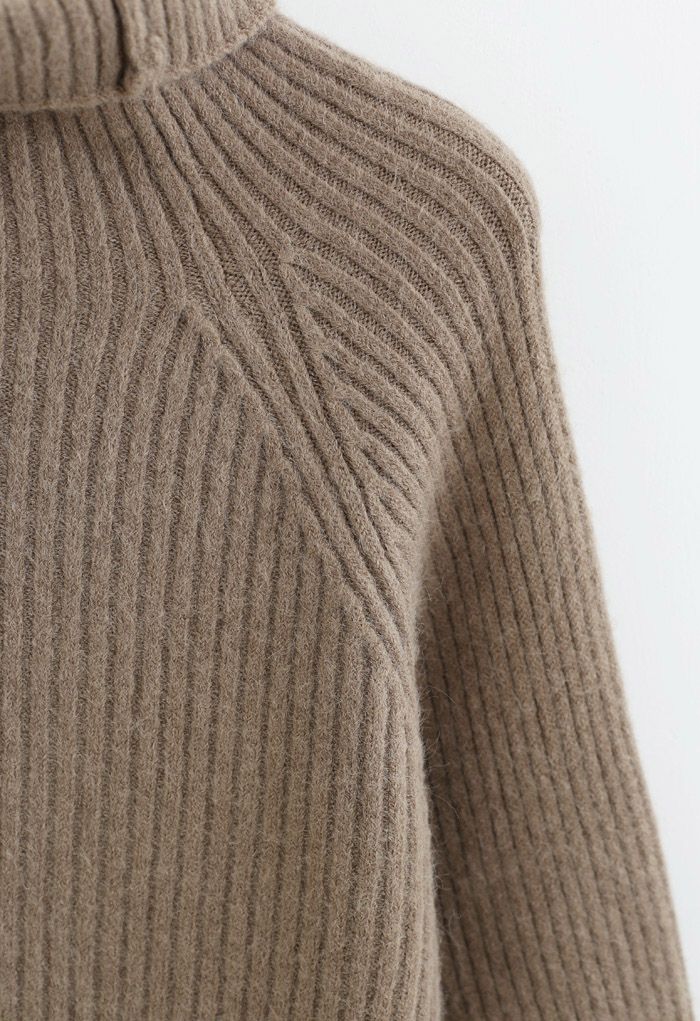 Bell Sleeves Turtleneck Knit Sweater in Brown - Retro, Indie and Unique ...