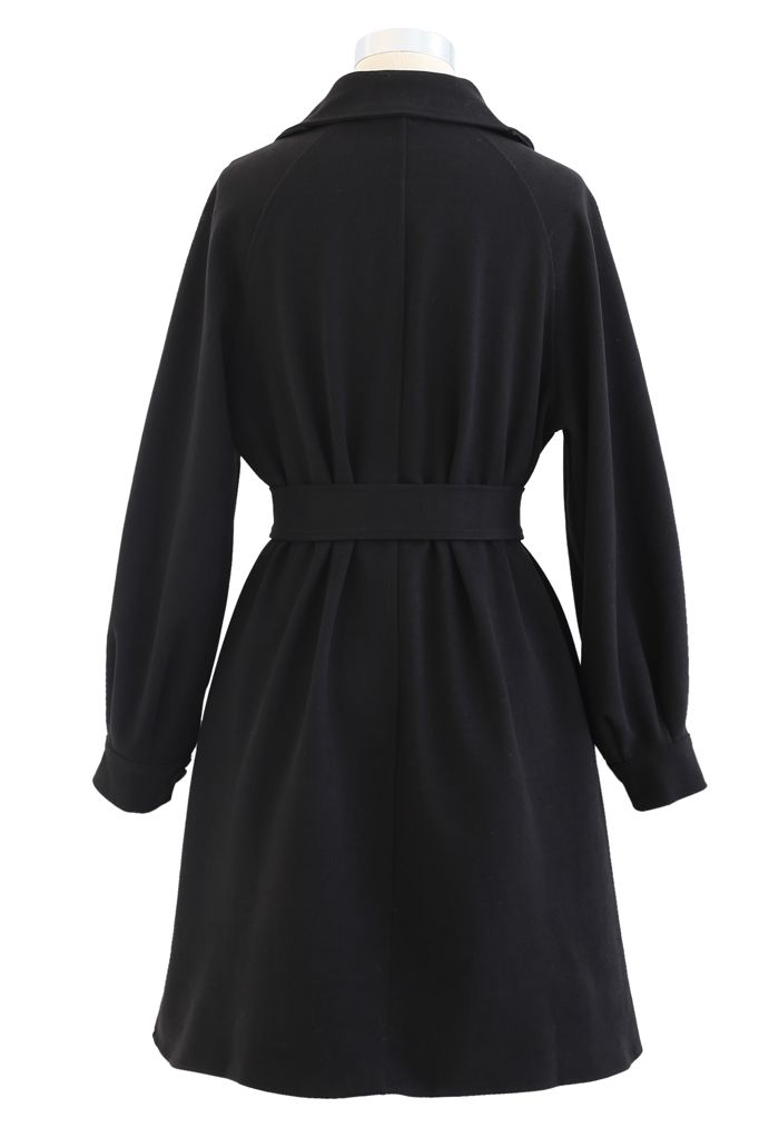 Collared Belted Button Down Coat Dress in Black - Retro, Indie and ...
