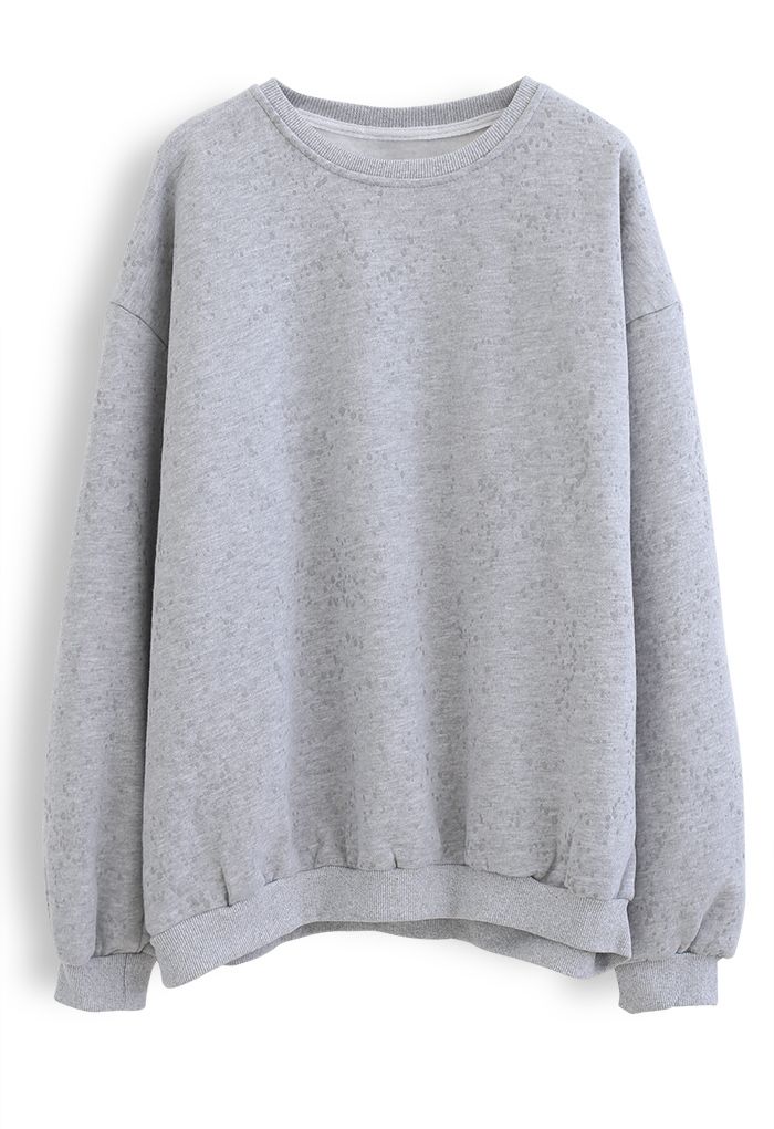 Spotted Fleece Sweatshirt in Grey - Retro, Indie and Unique Fashion