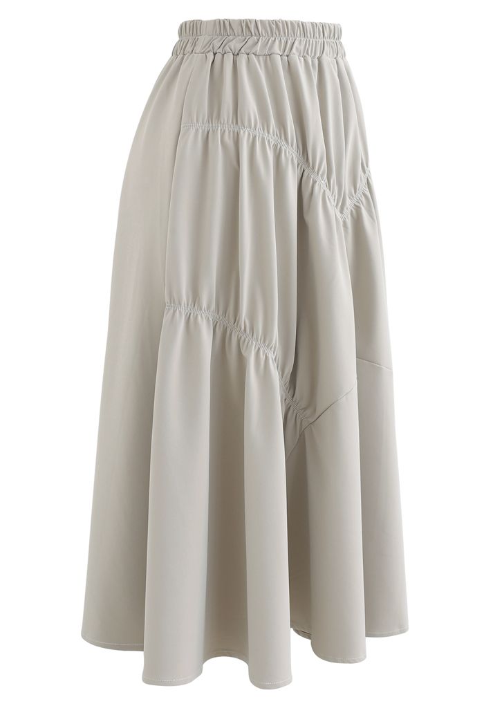 Faux Leather Elasticated Pleated Skirt in Ivory - Retro, Indie and ...