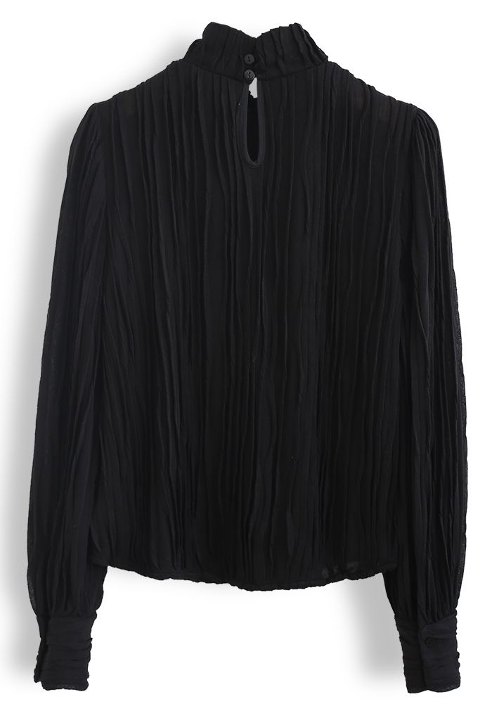 Lightsome Ripple Mock Neck Smock Top in Black - Retro, Indie and Unique ...