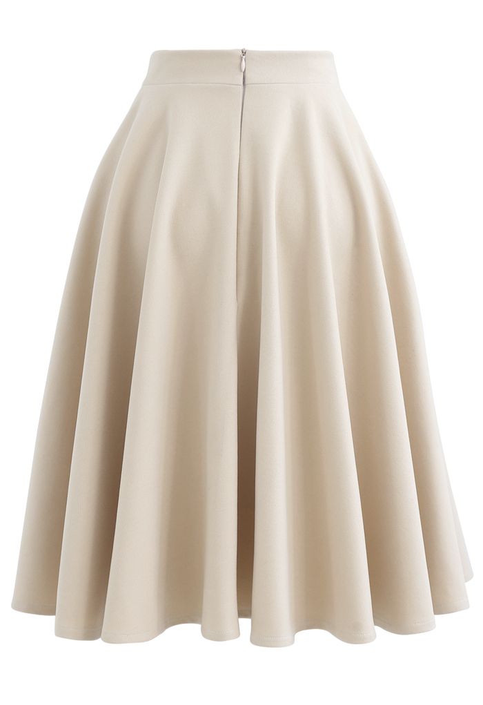 High Waisted Wool-Blend Flare Skirt in Cream - Retro, Indie and Unique ...