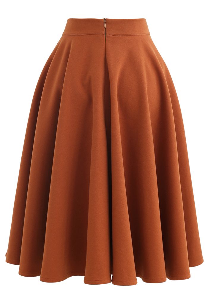 High Waisted Wool-Blend Flare Skirt in Orange - Retro, Indie and Unique ...