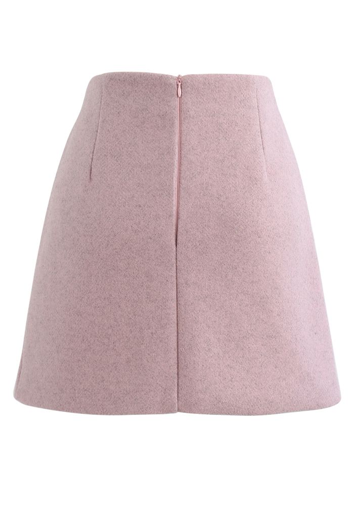Marble Button Flap Mini Skirt in Pink - Retro, Indie and Unique Fashion