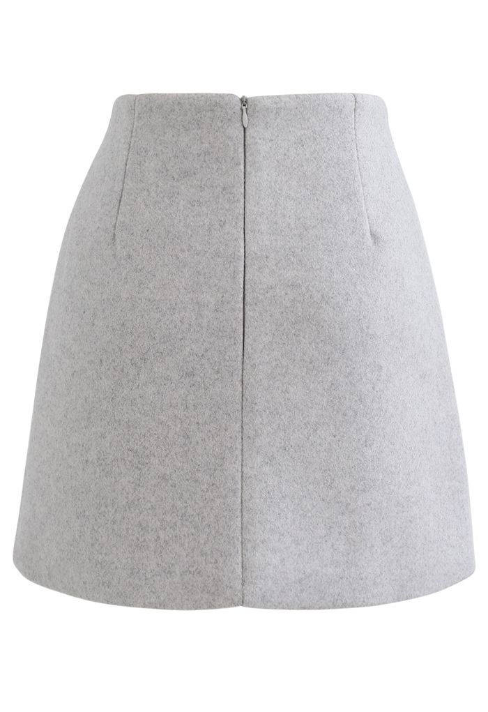 Marble Button Flap Mini Skirt in Grey - Retro, Indie and Unique Fashion