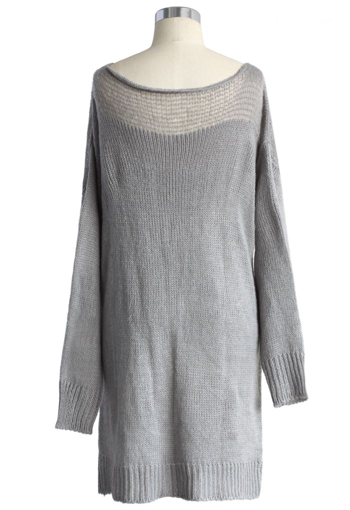 Peace and Love Grey Knit Dress