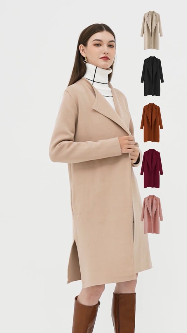 Classy Open Front Knit Coat in Light Tan - Retro, Indie and Unique Fashion